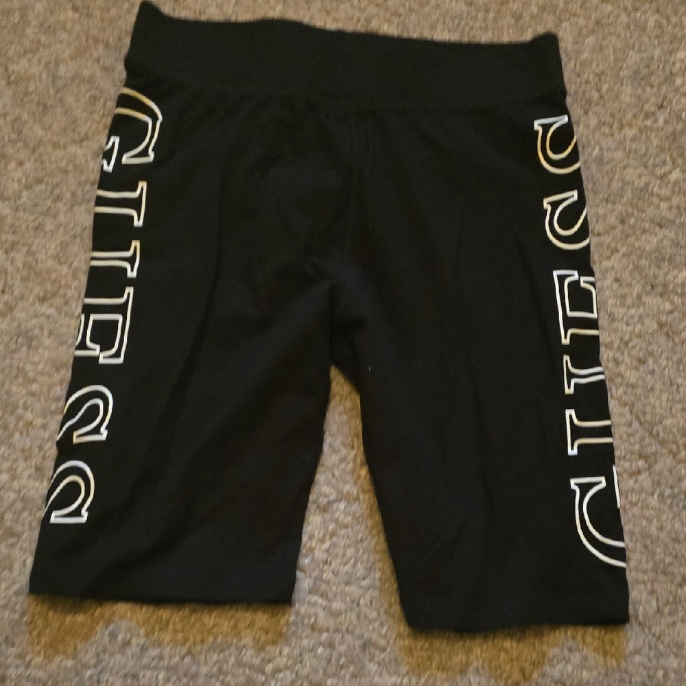 Guess Black Shorts with White and Gold Accents